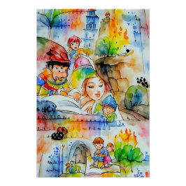 Póster Whimsical Fairy Tale Ilustracion