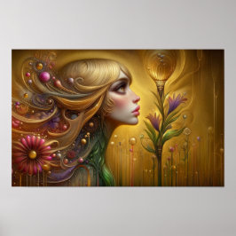 Póster Whimsical Fantasy Floral Female Otherworldldly