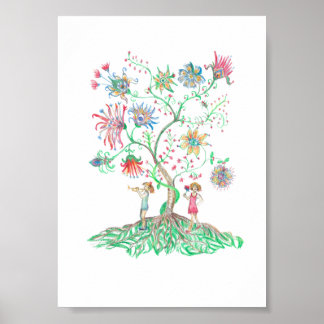 Póster Whimsical Floral Tree