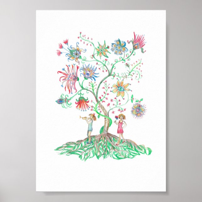 Póster Whimsical Floral Tree  (Frente)