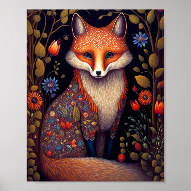 Póster Whimsical Fox Woodland Fantasy Art (Frente)