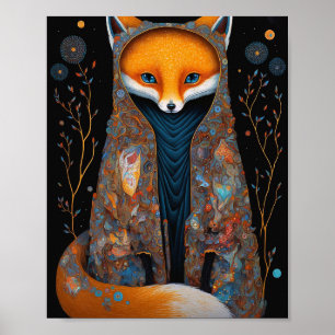 Póster Whimsical Fox Woodland Fantasy Art Poster