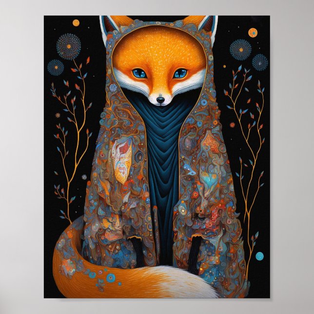 Póster Whimsical Fox Woodland Fantasy Art Poster (Frente)