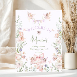 Póster Whimsical garden Fairy First Birthday Welcome