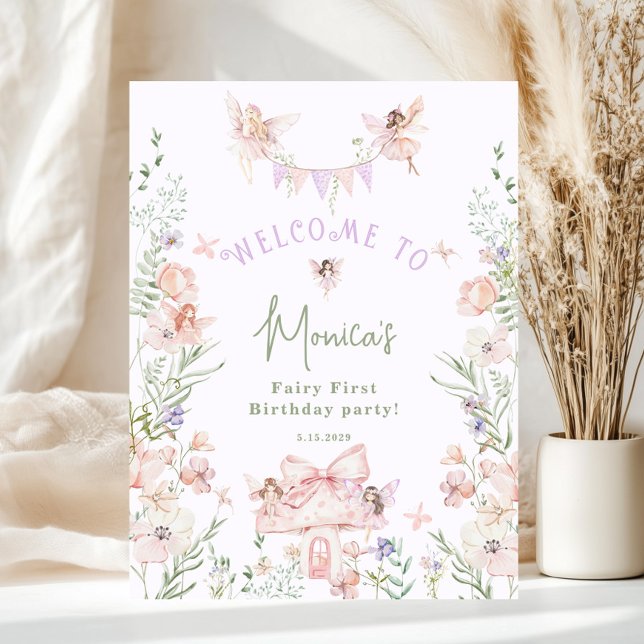 Póster Whimsical garden Fairy First Birthday Welcome (Subido por el creador)