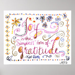 Póster Whimsical Gratitude Art Hand Lettered Quote