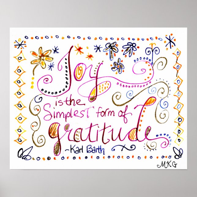 Póster Whimsical Gratitude Art Hand Lettered Quote (Frente)