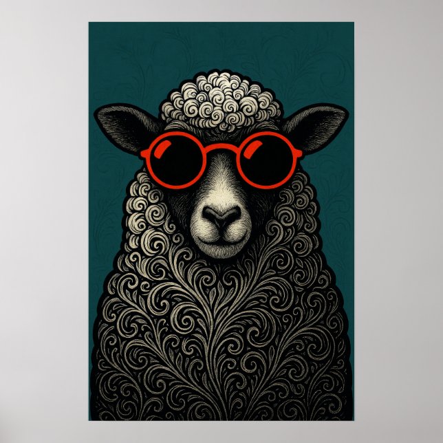 Póster Whimsical Guay Curly Sheep (Frente)