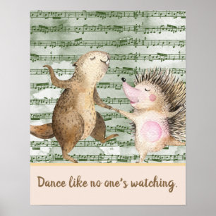 Póster Whimsical Hedgehog & Beaver Dance Poster
