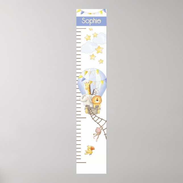 Póster Whimsical Hot Air Balloon Growth Chart (Frente)