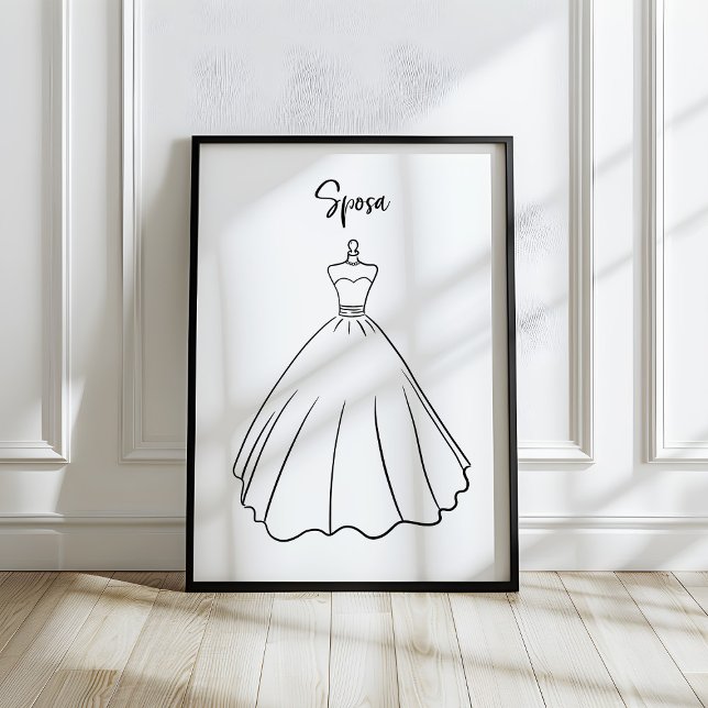 Póster Whimsical Italian Bride Wedding Dress Art (Subido por el creador)