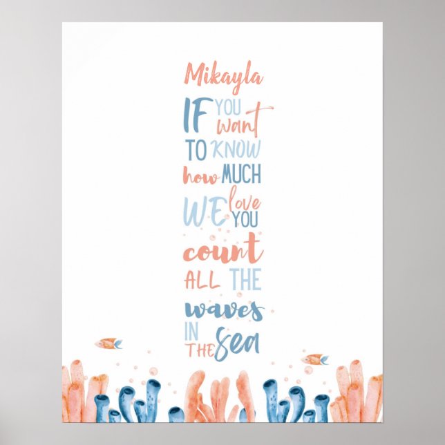 Póster Whimsical Jellyfish Lullaby Quote Personalizable (Frente)
