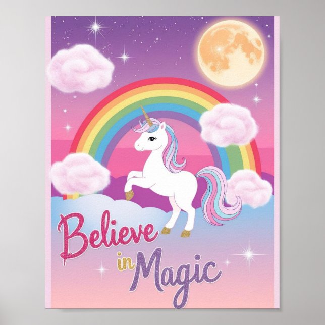 Póster Whimsical Magical Unicorn Illustration (Frente)