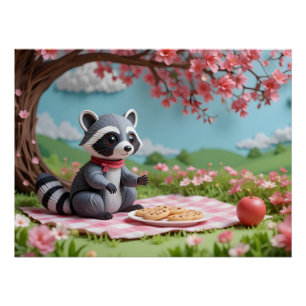 Póster Whimsical Paper Raccoon
