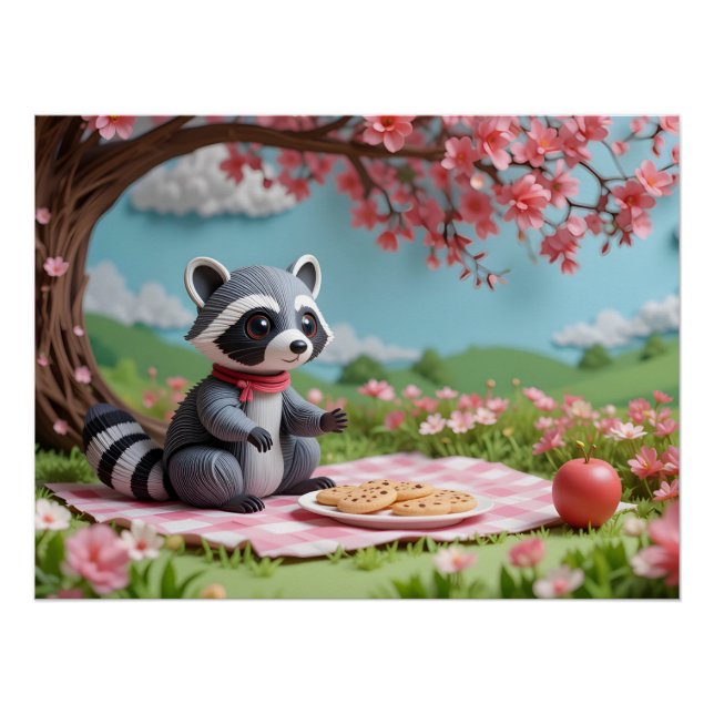 Póster Whimsical Paper Raccoon (Anverso)