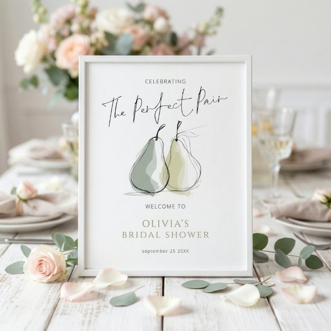 Póster Whimsical Perfect Pair Pear Welcome Bridal Shower (Subido por el creador)