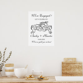 Póster Whimsical Personalized Engagement couple Sign