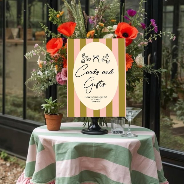 Póster Whimsical Red Pink “Cards and Gifts” Wedding (Subido por el creador)