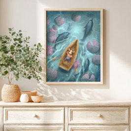 Póster Whimsical River Storybook kids Poster