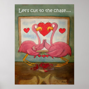 Póster Whimsical Rosa Flamingos Corazón Amor Kerra Lindse