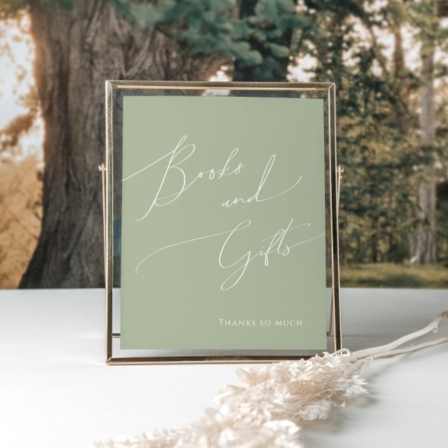 Póster Whimsical Sage Green Baby Shower Books and Gifts (Subido por el creador)