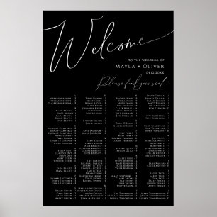Póster Whimsical Script Black Alphabetical Seating