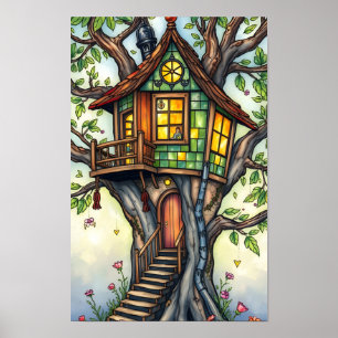 Póster Whimsical Sed Glass Treehouse