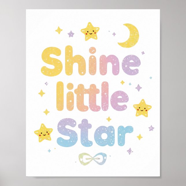 Póster Whimsical "Shine Little Star" for Kids Room (Frente)
