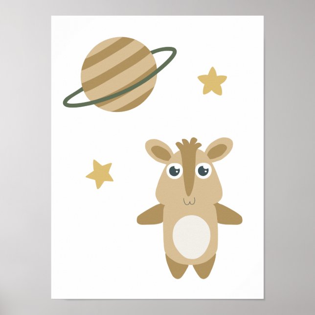 Póster Whimsical Space Animal Planet Stars Kids (Frente)