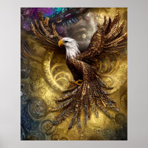 Whimsical steampunk charming eagle