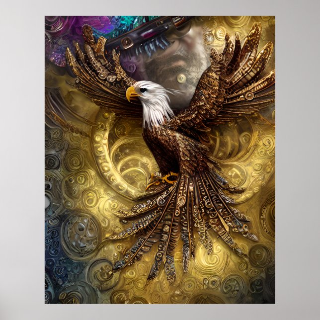 Póster Whimsical steampunk charming eagle (Frente)