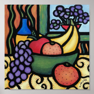 Póster Whimsical Still Life Fruit Bowl