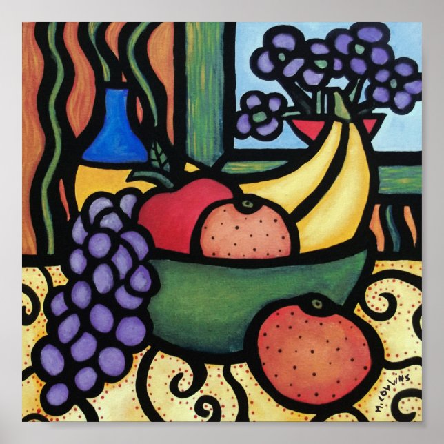 Póster Whimsical Still Life Fruit Bowl (Frente)