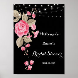 Póster Whimsical String Lights Black Bridal Shower