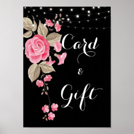 Póster Whimsical String Lights Black Card & Gift