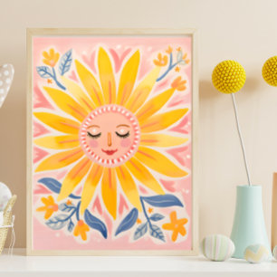 Póster Whimsical Sunflower Nursery Wall Art Poster