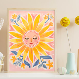 Póster Whimsical Sunflower Nursery Wall Art Poster