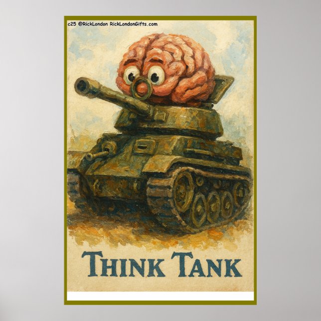 Póster Whimsical Think Tank Cartoon Design (Frente)
