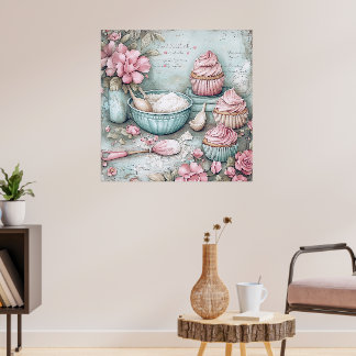 Póster Whimsical Vintage Tea Party & Floral Roll Stickers