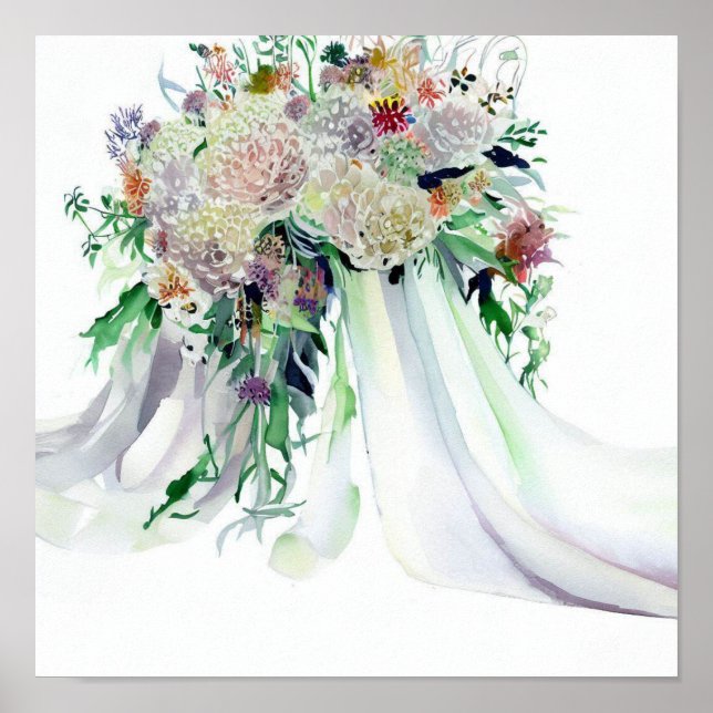 Póster Whimsical & Wild, Bridal Cascading Bouquet 1, (Frente)