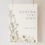 Póster Whimsical Wildflower Ivory Cards and Gifts Custom<br><div class="desc">This Whimsical Wildflower Ivory cards and gifts custom poster is perfect for your simple, elegant boho wedding. The modern rustic greenery accompanied by the minimalist watercolor wildflowers will help bring your vision to life! This design of pretty gold flowers, touches of bohemian sage green and purple is sure to complete...</div>