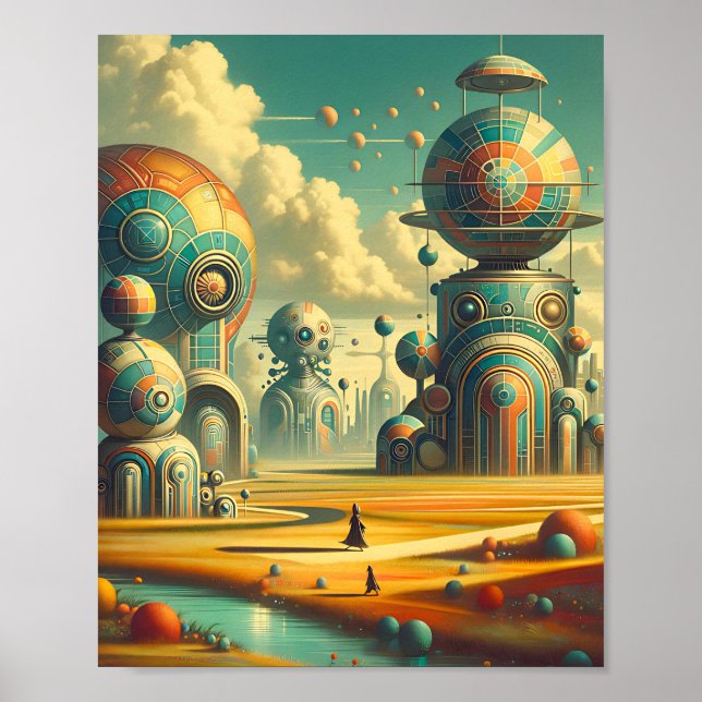 Póster Whimsical Wonderland - Futuro Retro Vintage (Frente)
