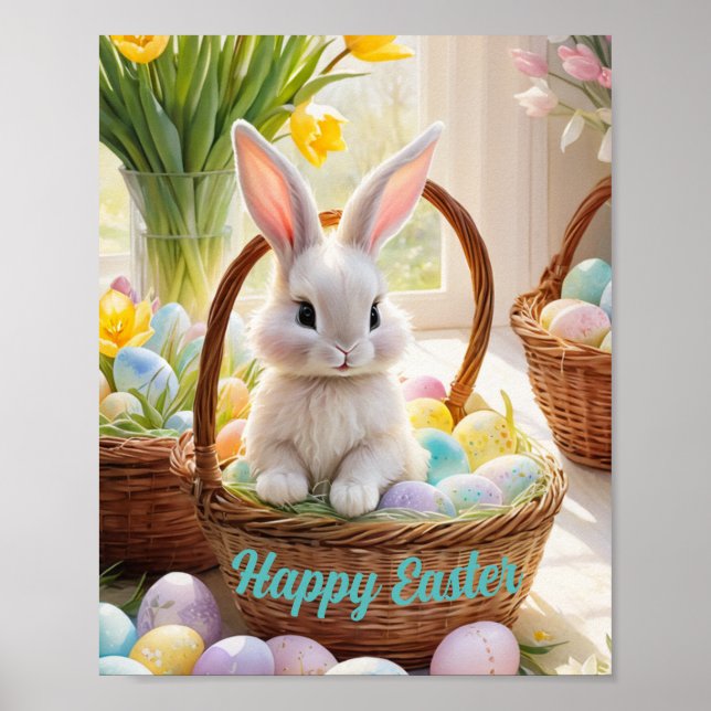 Póster Whimsical Woodland Easter Bunny, Conejo de Pascua (Frente)