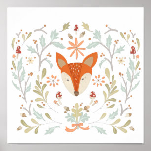 Póster Whimsical Woodland Fox