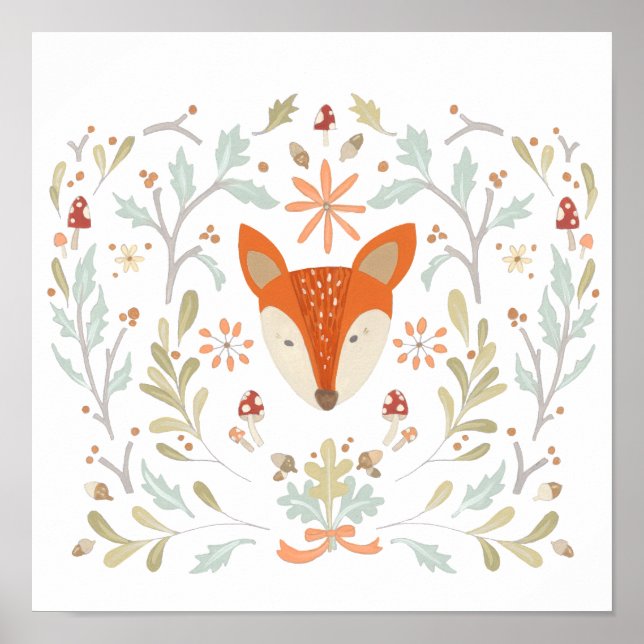 Póster Whimsical Woodland Fox (Frente)