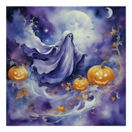 Póster Whimsical Wraith: El Camino de Calabaza Encantado