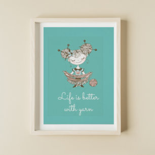 Póster Whimsical Yarn Lover Chica