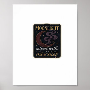 Póster Whimsigoo Fantasía Bosques Místicos, Luna y Mágica
