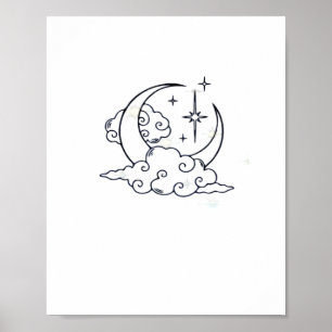 Póster Whimsigoth Clouds Moon WitchClassic