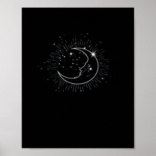 Póster Whimsigoth Starry Night Moon WitchClassic